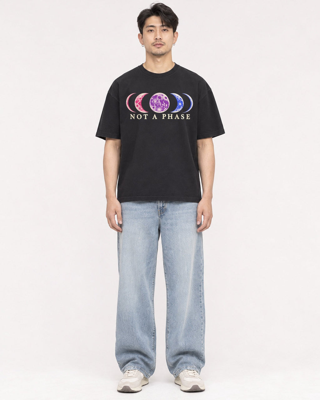 Mockup Boxy Heavyweight Tee Black male full-body 13