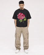 Mockup Boxy Heavyweight Tee Black male full-body 12