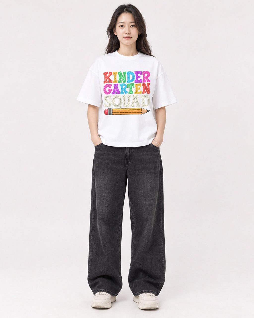 Mockup Boxy Heavyweight Tee White female full-body 03