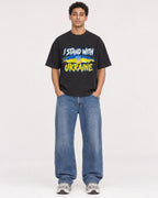 Mockup Boxy Heavyweight Tee Black male full-body 10
