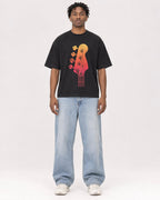 Mockup Boxy Heavyweight Tee Black male full-body 05