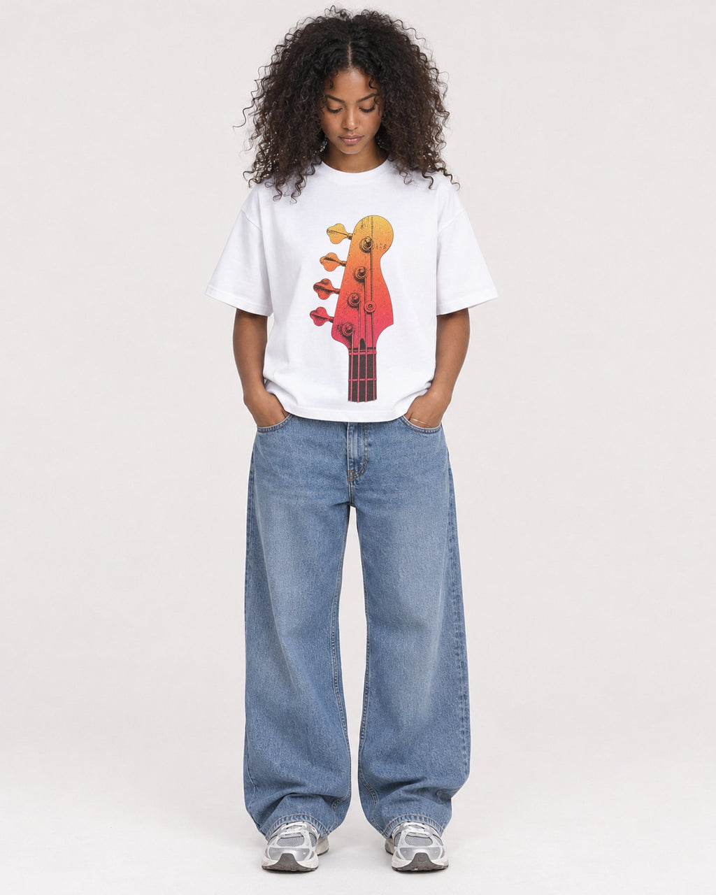 Mockup Boxy Heavyweight Tee White female full-body 05