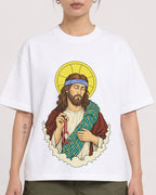 Mockup Boxy Heavyweight Tee White female close-up 12