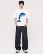 Mockup Boxy Heavyweight Tee White male full-body 01