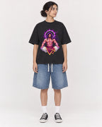 Mockup Boxy Heavyweight Tee Black female full-body 17
