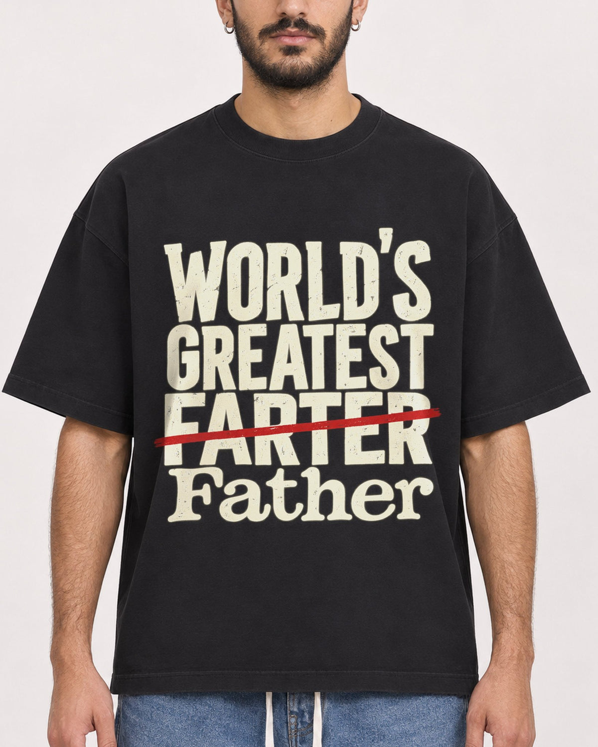 Mockup Boxy Heavyweight Tee Black male close-up 07