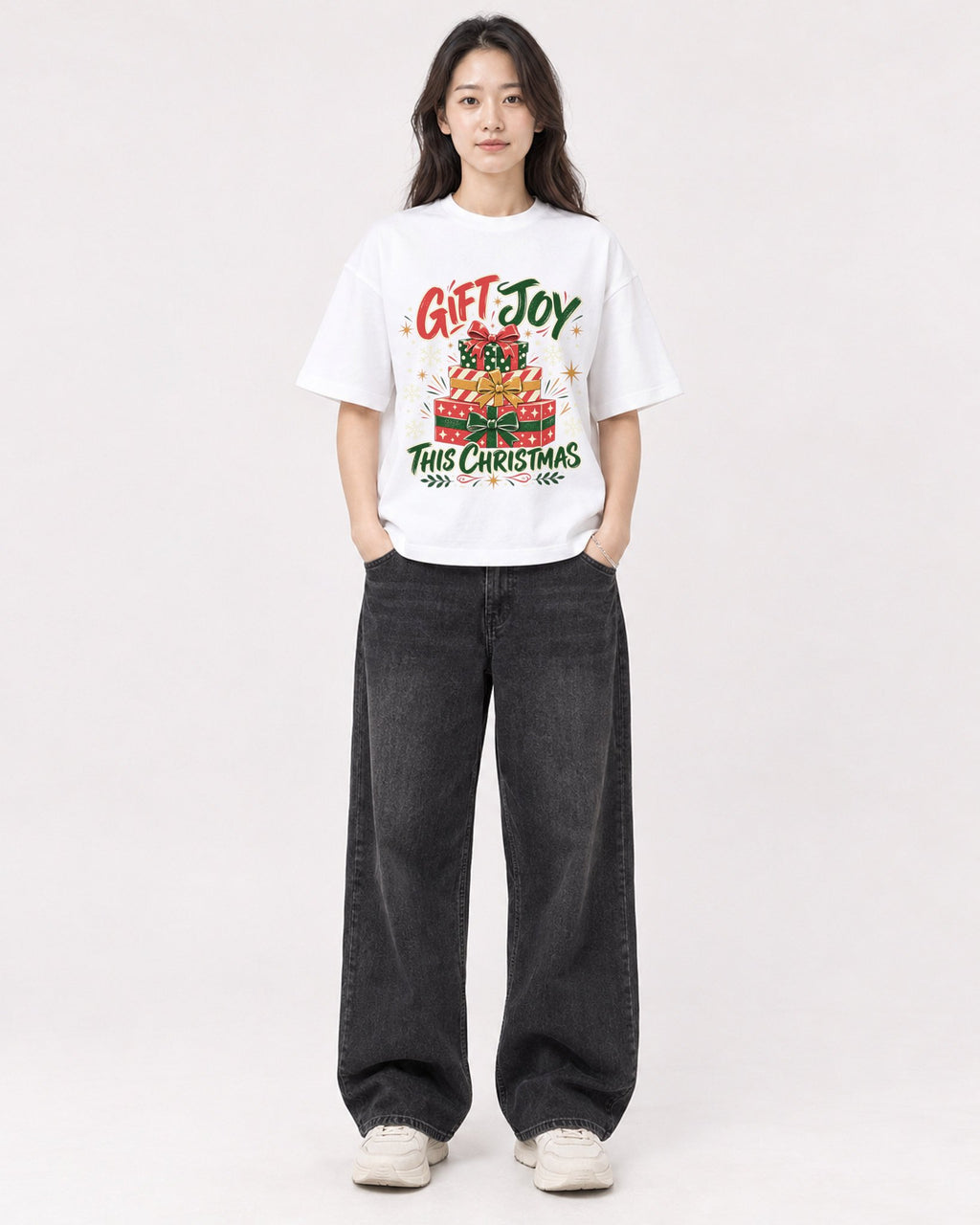 Mockup Boxy Heavyweight Tee White female full-body 03