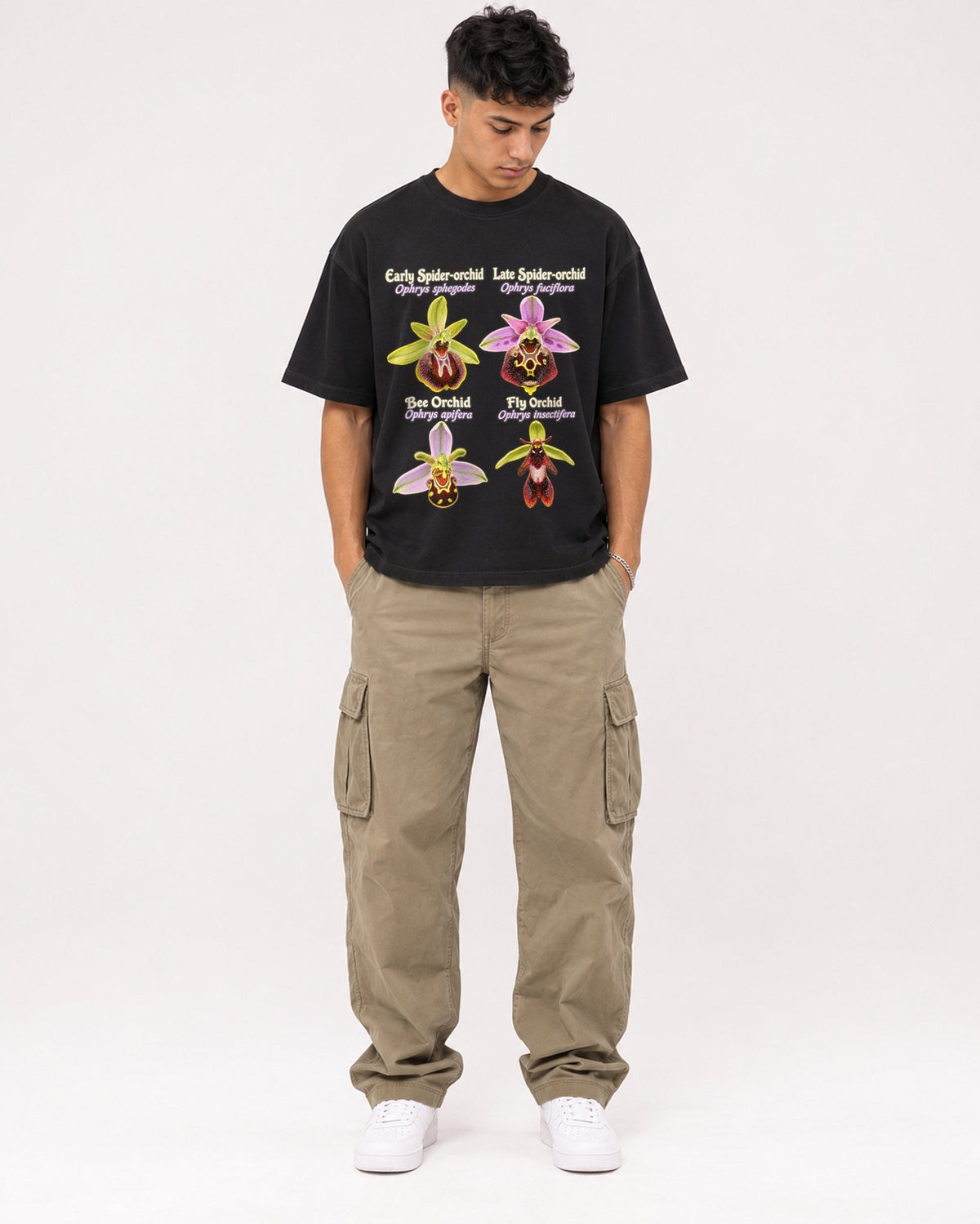 Mockup Boxy Heavyweight Tee Black male full-body 16