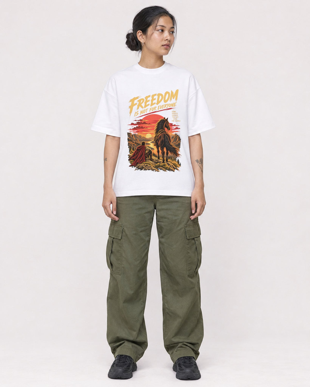 Mockup Boxy Heavyweight Tee White female full-body 12
