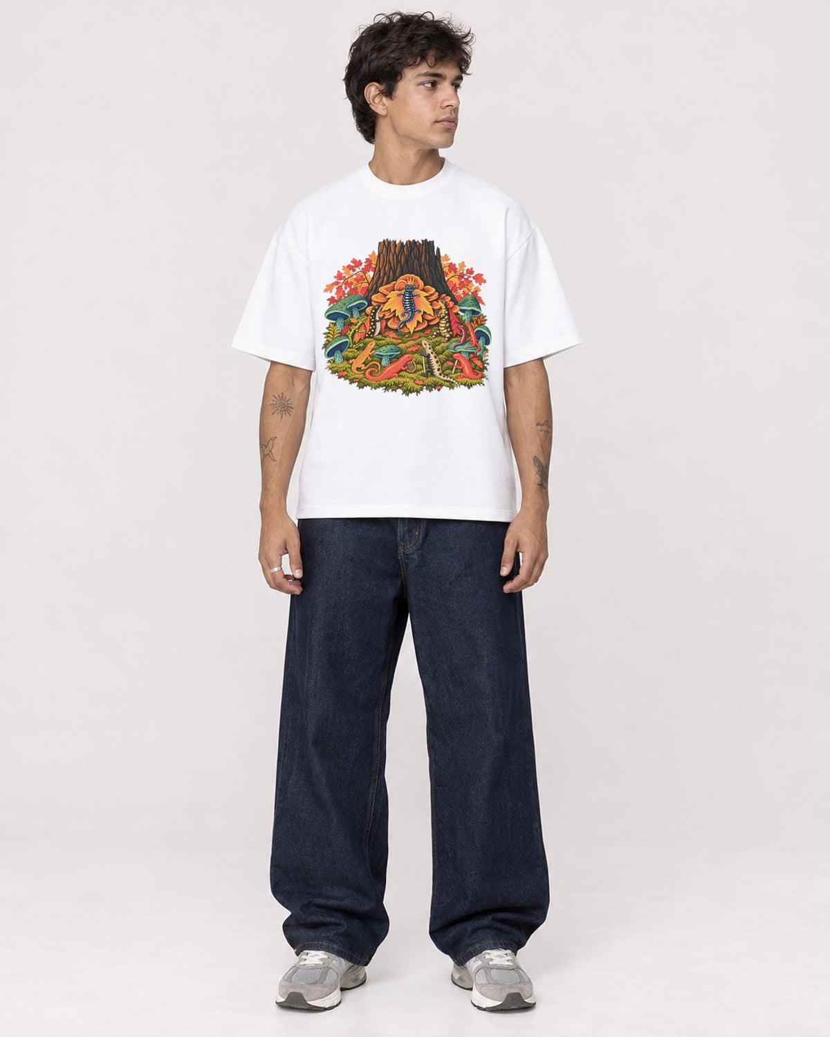 Mockup Boxy Heavyweight Tee White male full-body 06