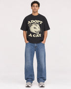 Mockup Boxy Heavyweight Tee Black male full-body 10