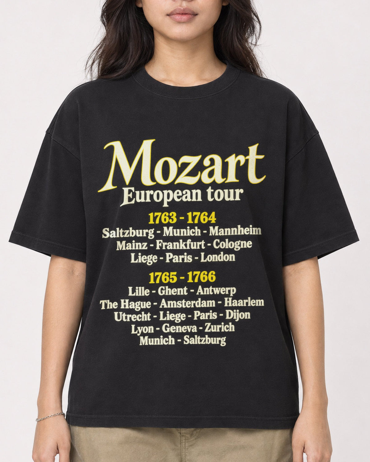 Mockup Boxy Heavyweight Tee Black female close-up 02