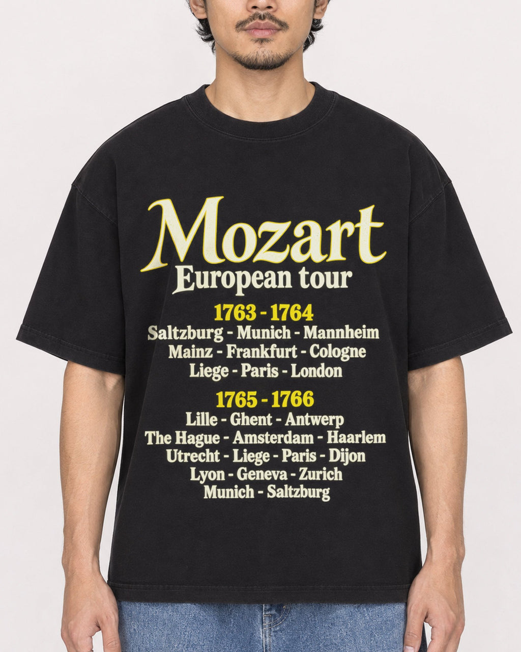 Mockup Boxy Heavyweight Tee Black male close-up 02