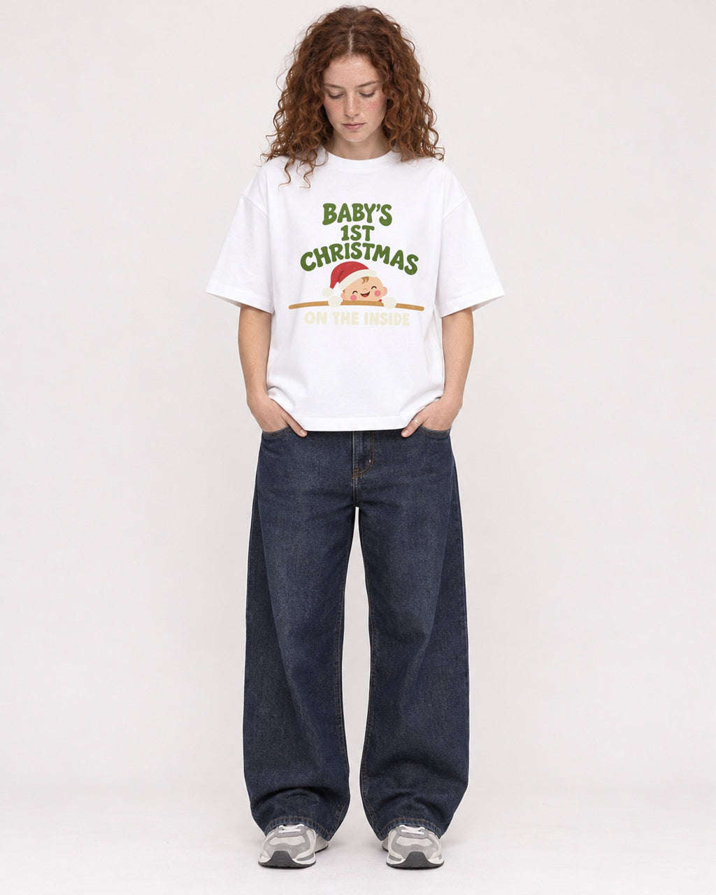 Mockup Boxy Heavyweight Tee White female full-body 09
