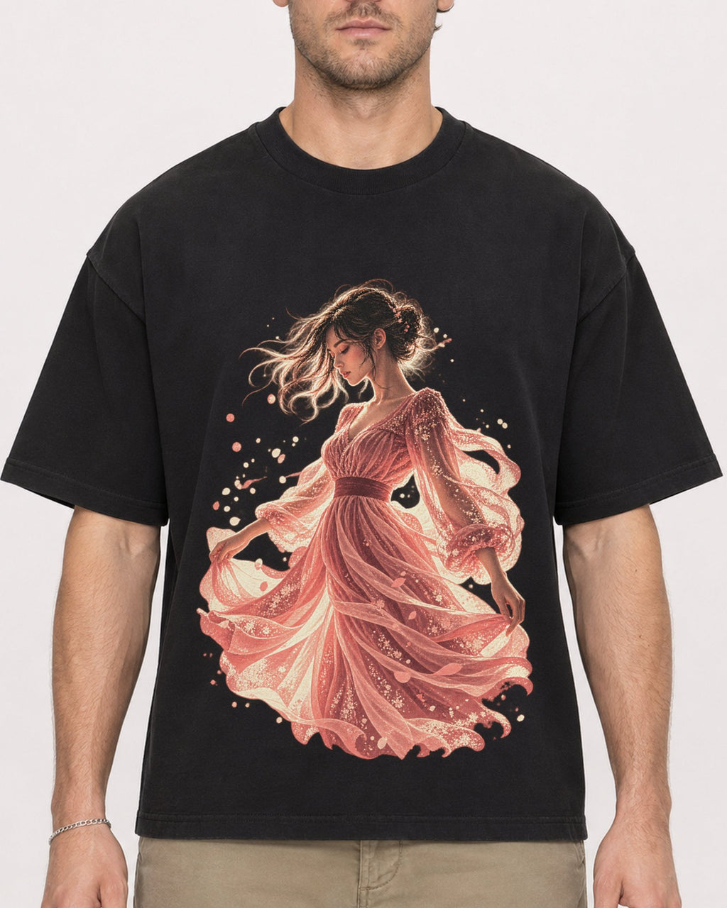Mockup Boxy Heavyweight Tee Black male close-up 08