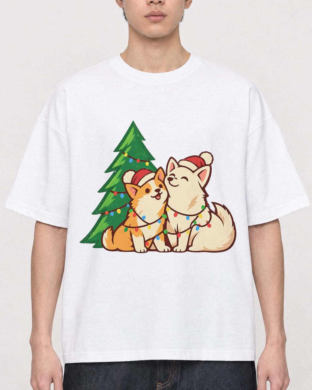Mockup Boxy Heavyweight Tee White male close-up 01