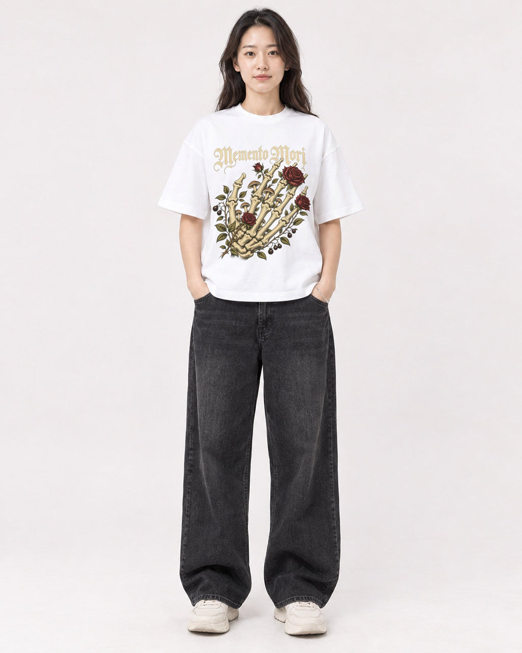 Mockup Boxy Heavyweight Tee White female full-body 03