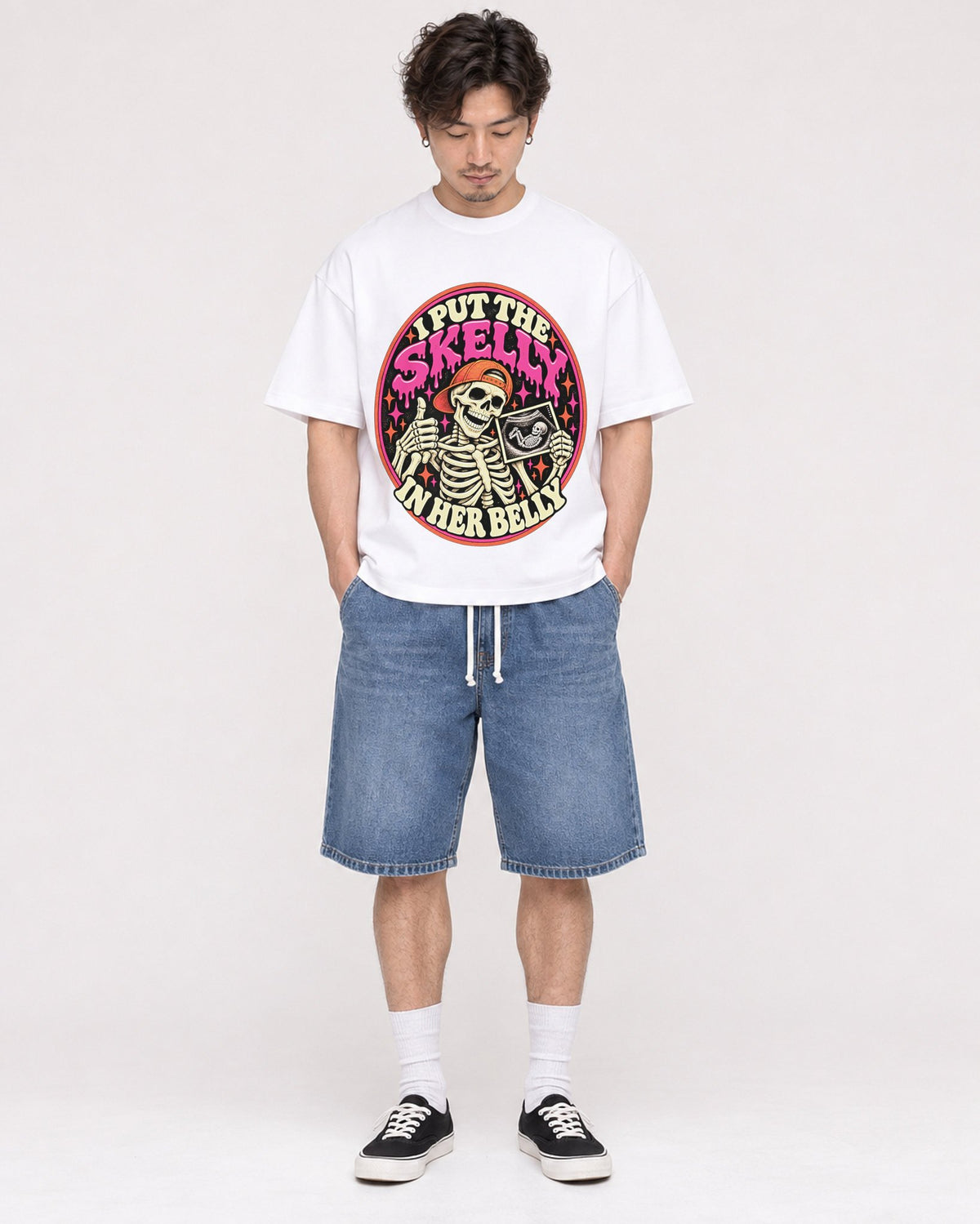 Mockup Boxy Heavyweight Tee White male full-body 03