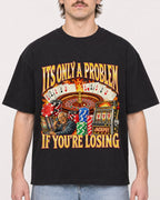 Mockup Boxy Heavyweight Tee Black male close-up 29