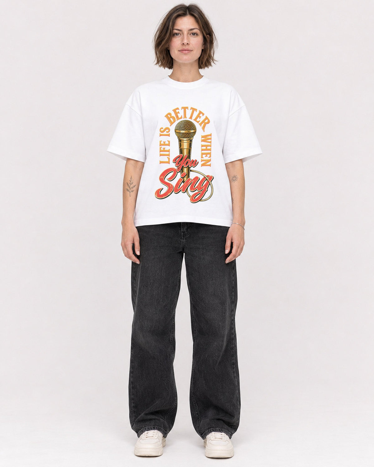 Mockup Boxy Heavyweight Tee White female full-body 18