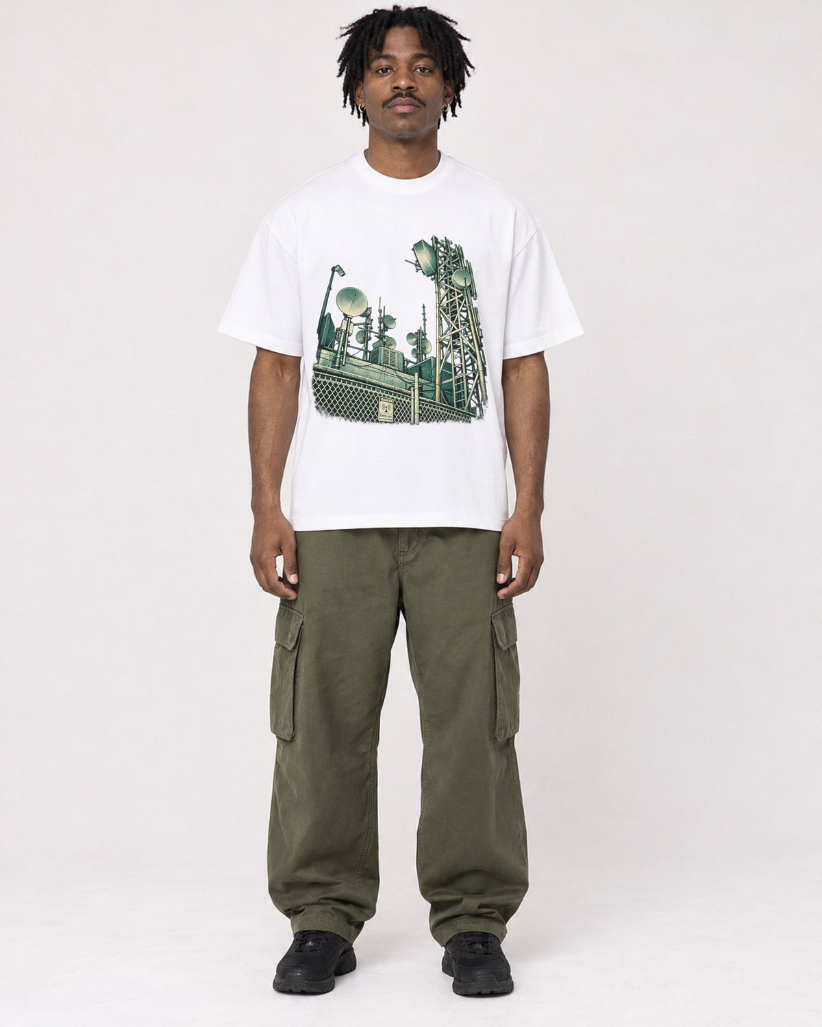 Mockup Boxy Heavyweight Tee White male full-body 04