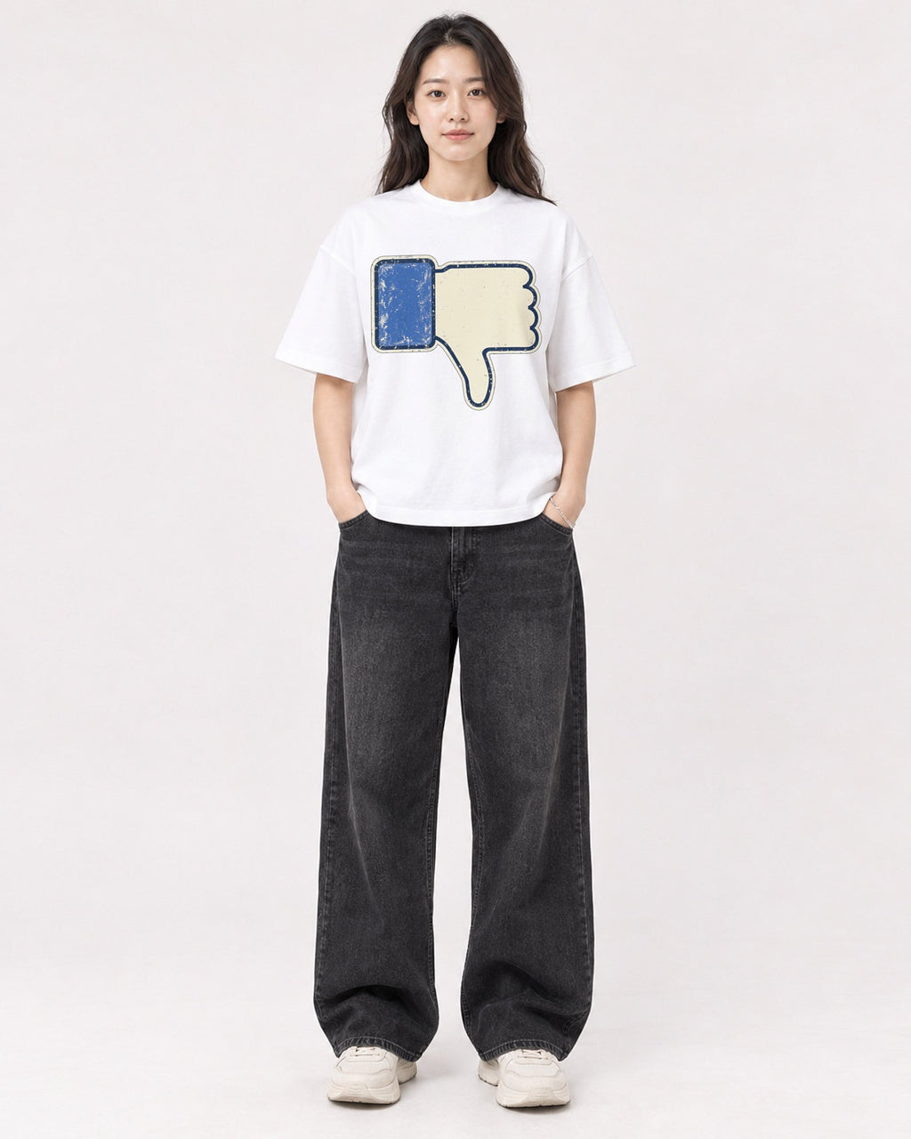 Mockup Boxy Heavyweight Tee White female full-body 03