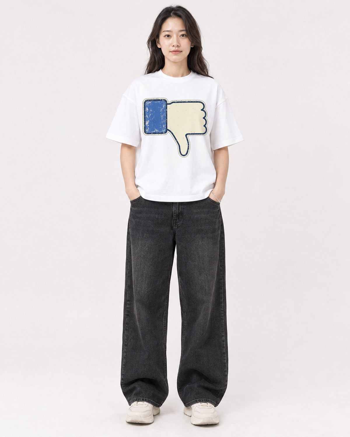 Mockup Boxy Heavyweight Tee White female full-body 03