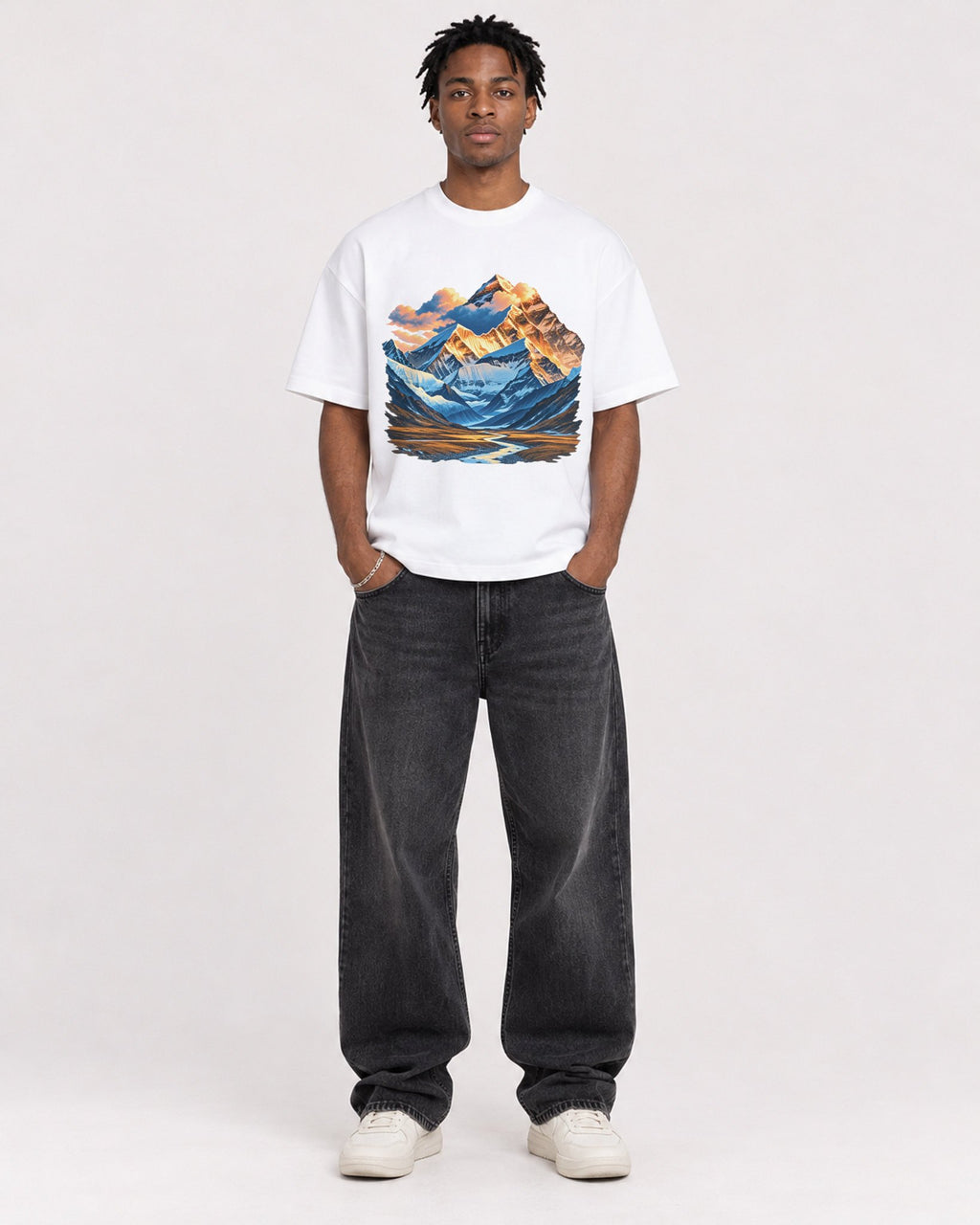 Mockup Boxy Heavyweight Tee White male full-body 05