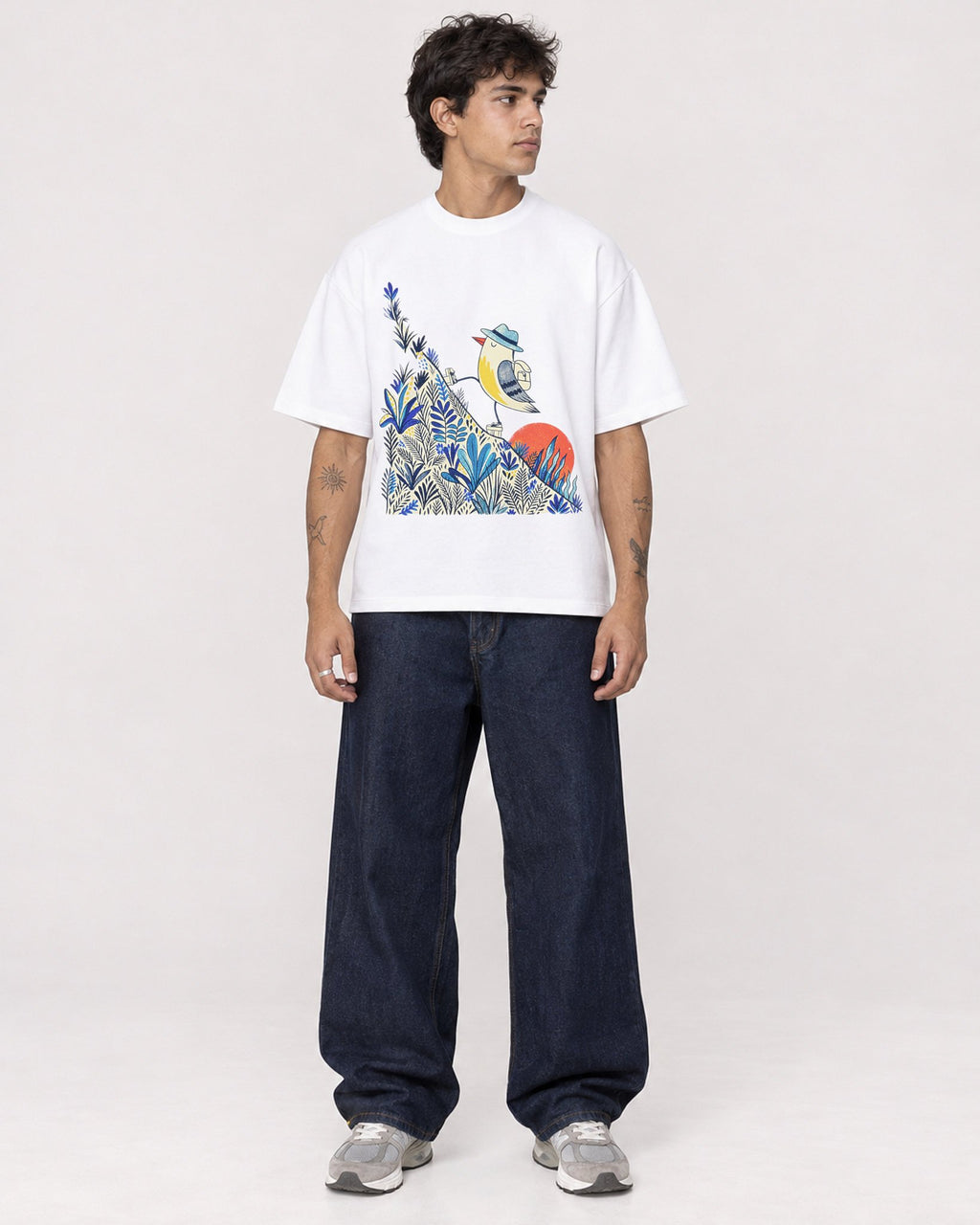 Mockup Boxy Heavyweight Tee White male full-body 06
