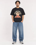 Mockup Boxy Heavyweight Tee Black male full-body 02