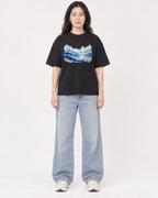 Mockup Boxy Heavyweight Tee Black female full-body 03