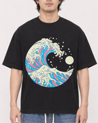 Mockup Boxy Heavyweight Tee Black male close-up 03