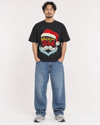 Mockup Boxy Heavyweight Tee Black male full-body 02