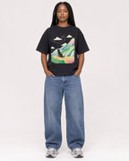 Mockup Boxy Heavyweight Tee Black female full-body 04