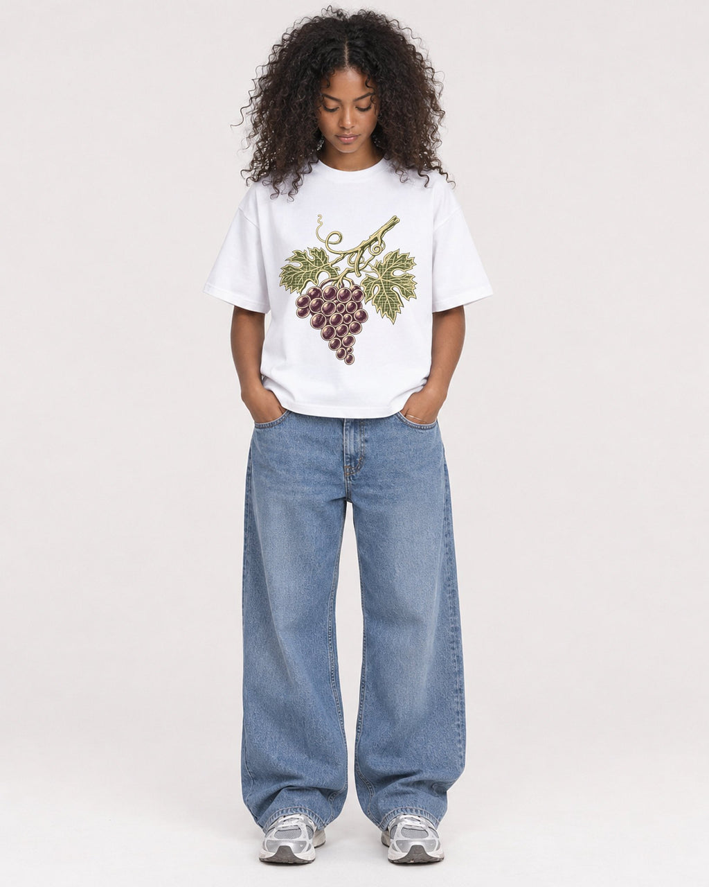 Mockup Boxy Heavyweight Tee White female full-body 05