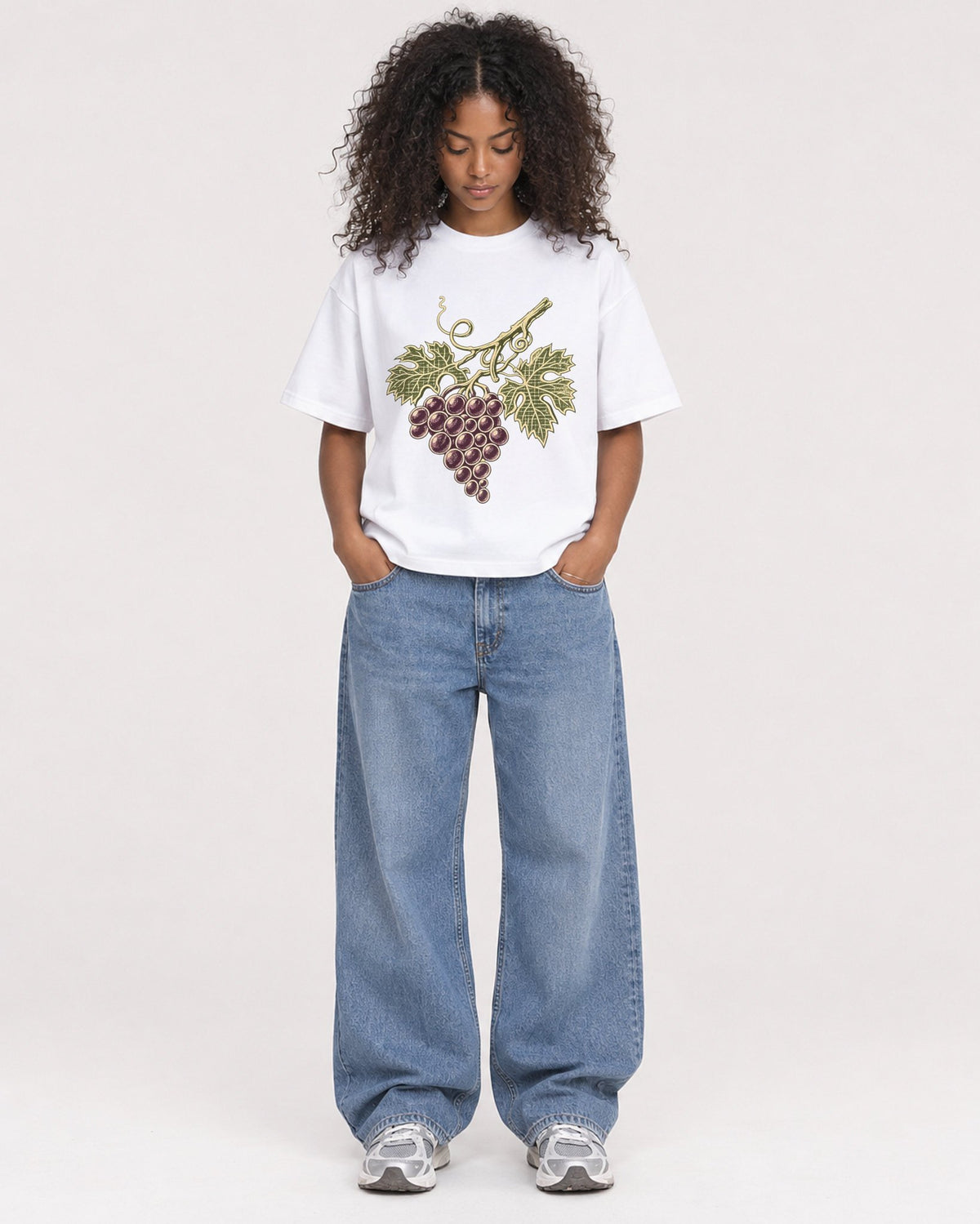 Mockup Boxy Heavyweight Tee White female full-body 05