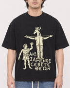 Mockup Boxy Heavyweight Tee Black male close-up 03