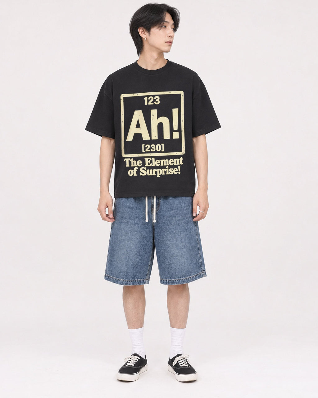 Mockup Boxy Heavyweight Tee Black male full-body 11
