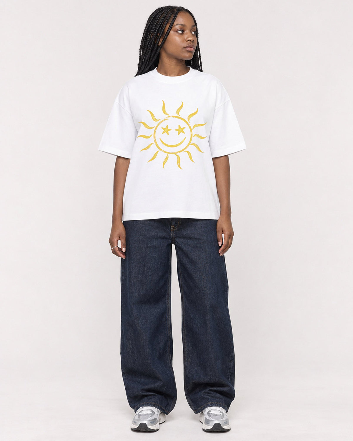 Mockup Boxy Heavyweight Tee White female full-body 04