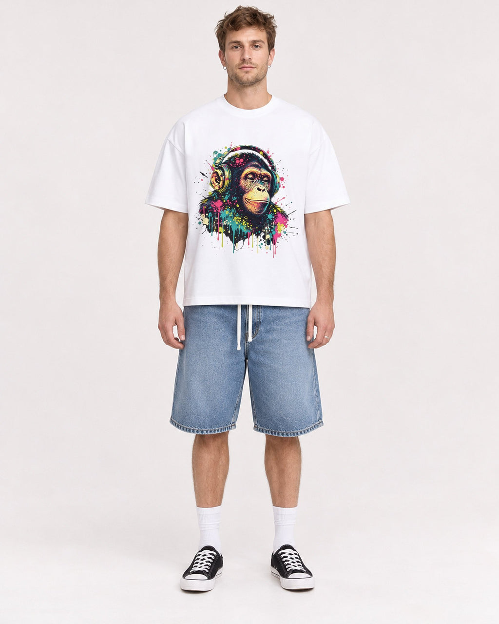 Mockup Boxy Heavyweight Tee White male full-body 08