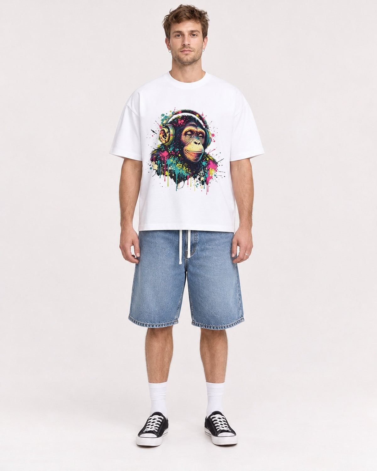 Mockup Boxy Heavyweight Tee White male full-body 08