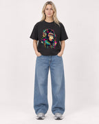 Mockup Boxy Heavyweight Tee Black female full-body 08