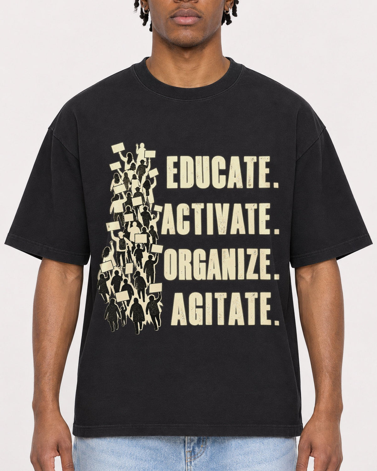 Mockup Boxy Heavyweight Tee Black male close-up 05