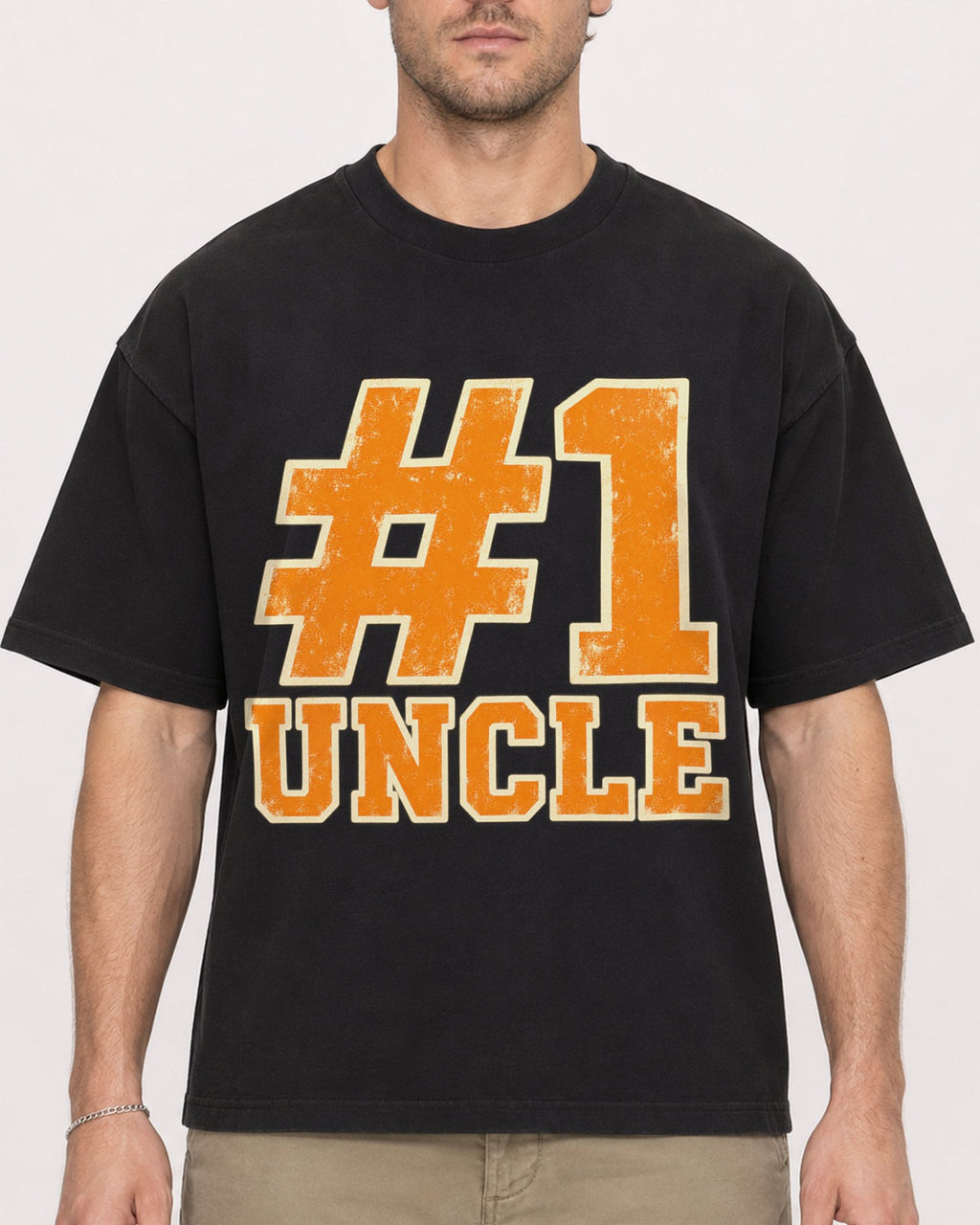 Mockup Boxy Heavyweight Tee Black male close-up 08