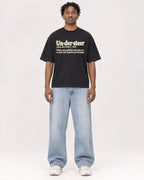 Mockup Boxy Heavyweight Tee Black male full-body 05