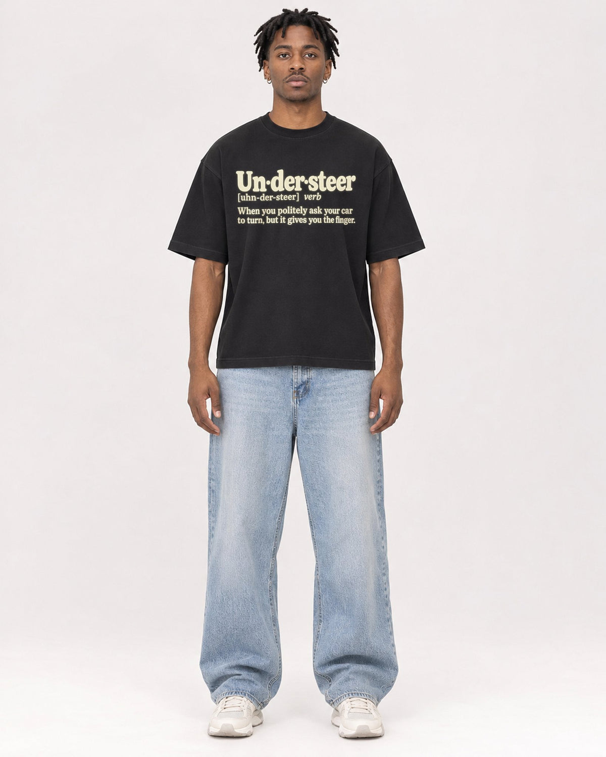Mockup Boxy Heavyweight Tee Black male full-body 05