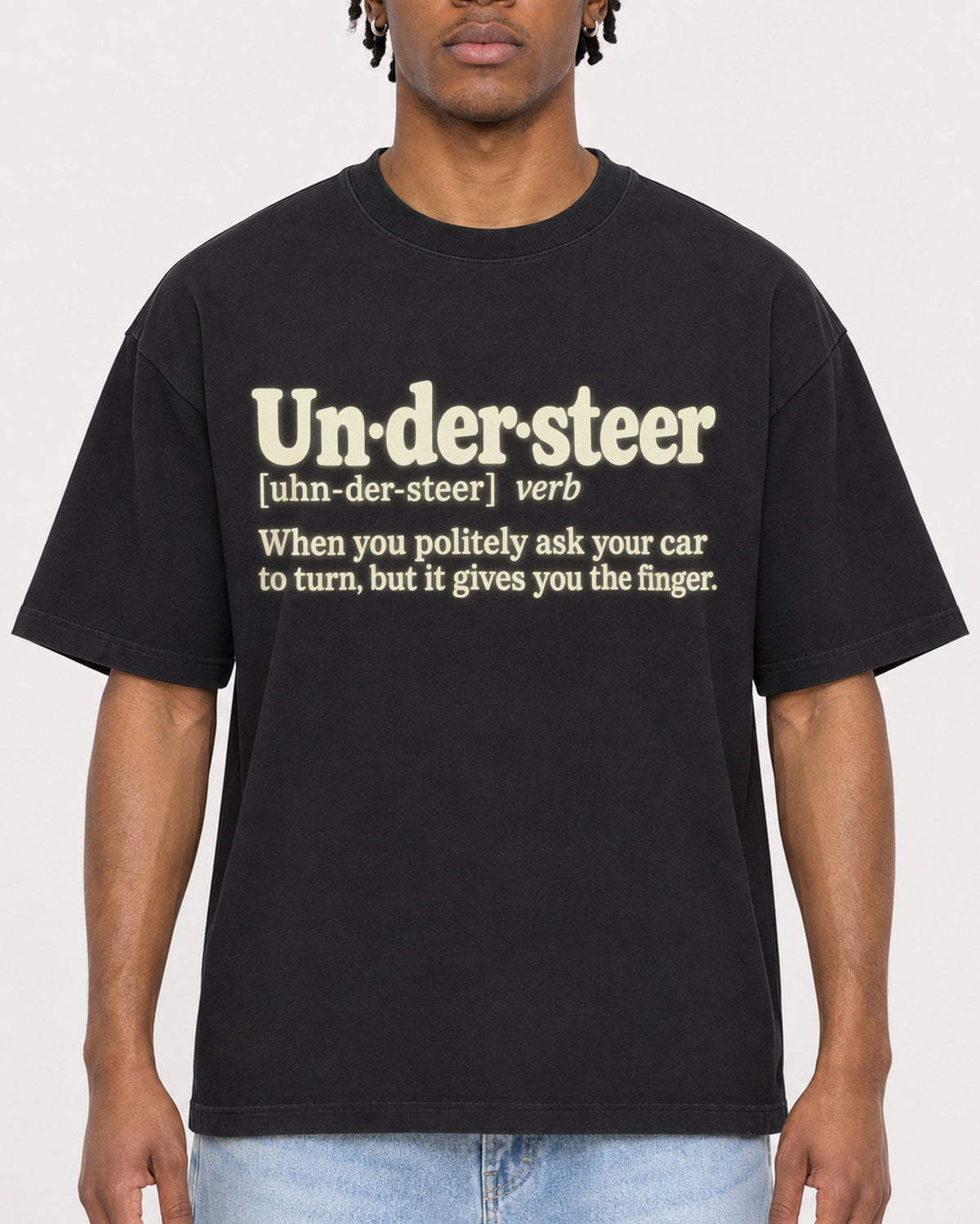 Mockup Boxy Heavyweight Tee Black male close-up 05