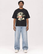 Mockup Boxy Heavyweight Tee Black male full-body 05