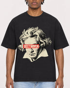 Mockup Boxy Heavyweight Tee Black male close-up 05
