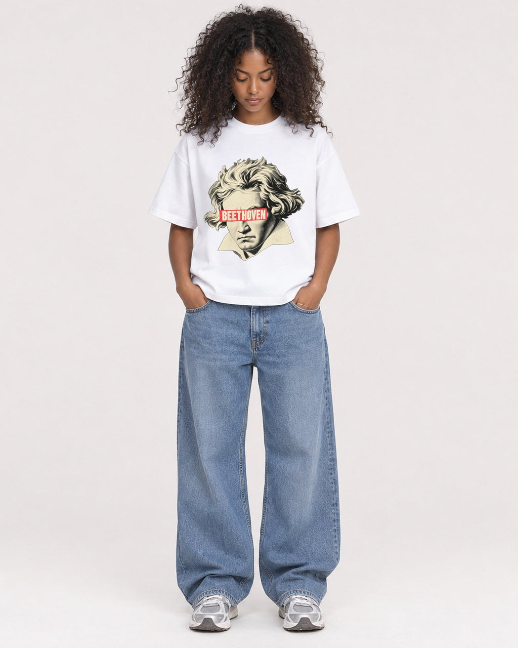 Mockup Boxy Heavyweight Tee White female full-body 05